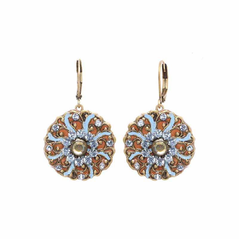 Gold & Sky Blue Circle Earrings