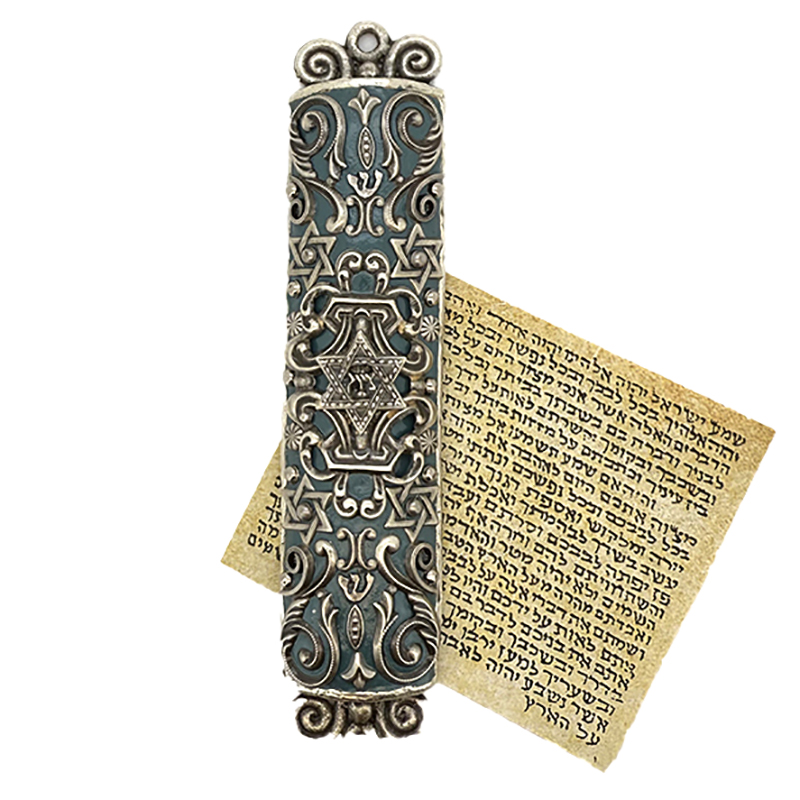 Grey and Silver Mezuzah