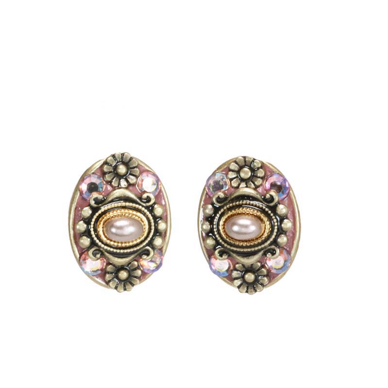 Pretty in Pink Oval Clip Earrings