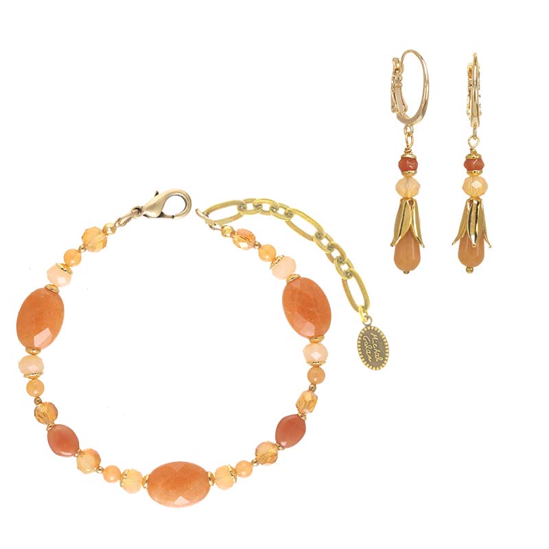 Peach Tree Beaded Bracelet & Earrings Set