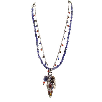 Sodalite & Carnelian Charm Necklace