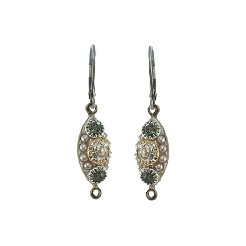 Silver Crystal Oval Earrings