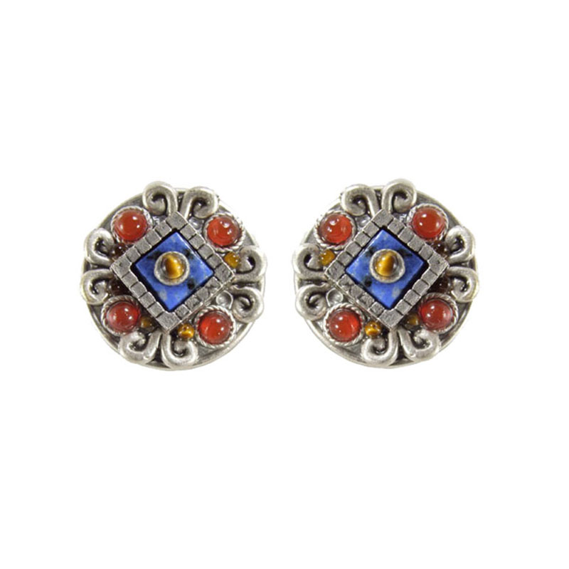 Carnelian & Sodalite Round Earrings
