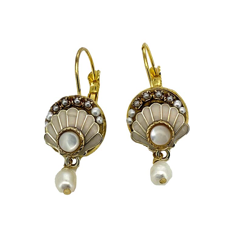 Gold and Pearl Shell Earrings