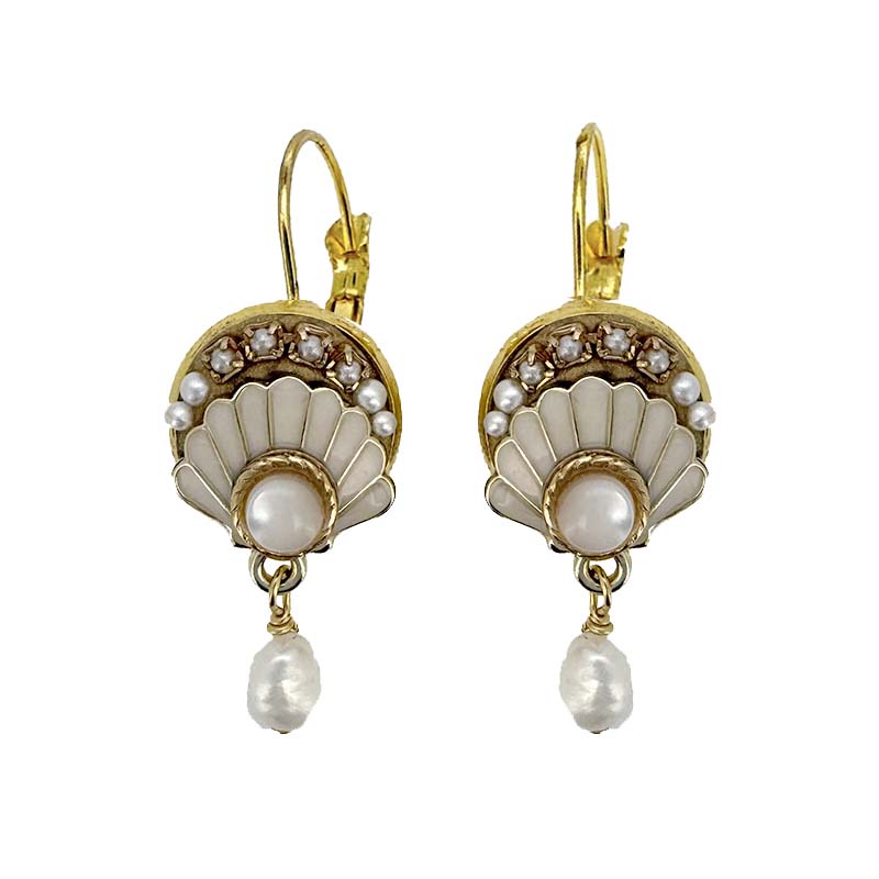 Gold and Pearl Shell Earrings