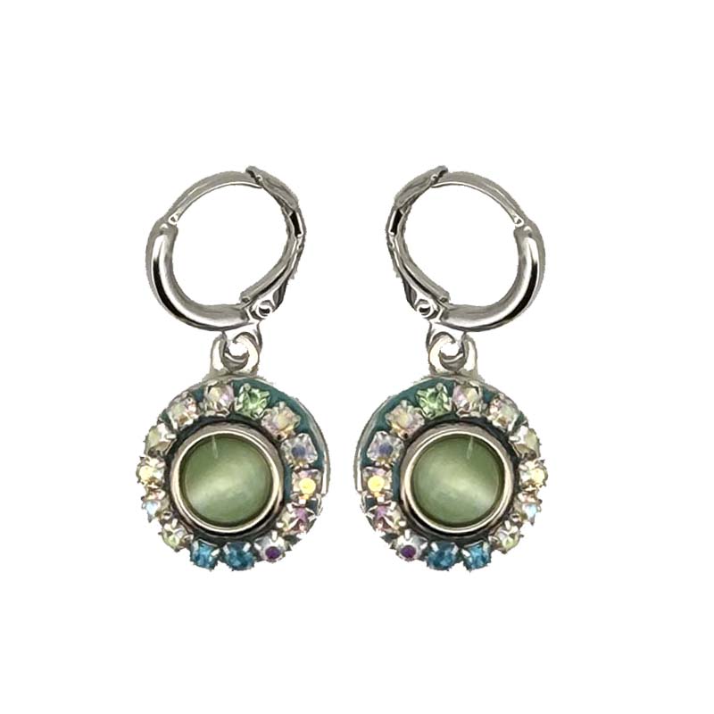 Green & Silver Circle Earrings
