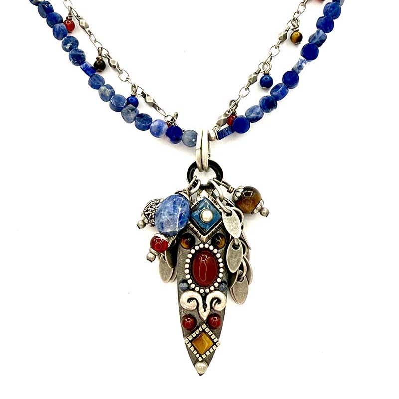 Sodalite & Carnelian Charm Necklace