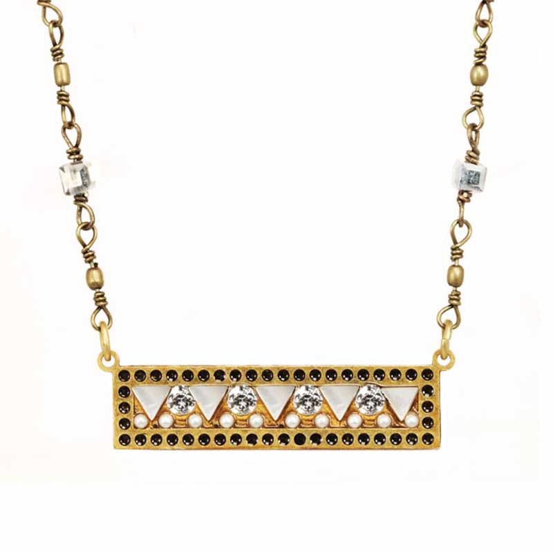Gold Crystal Bar Necklace