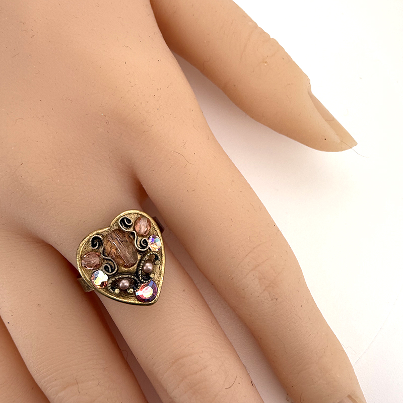Pink Crystal Heart Ring