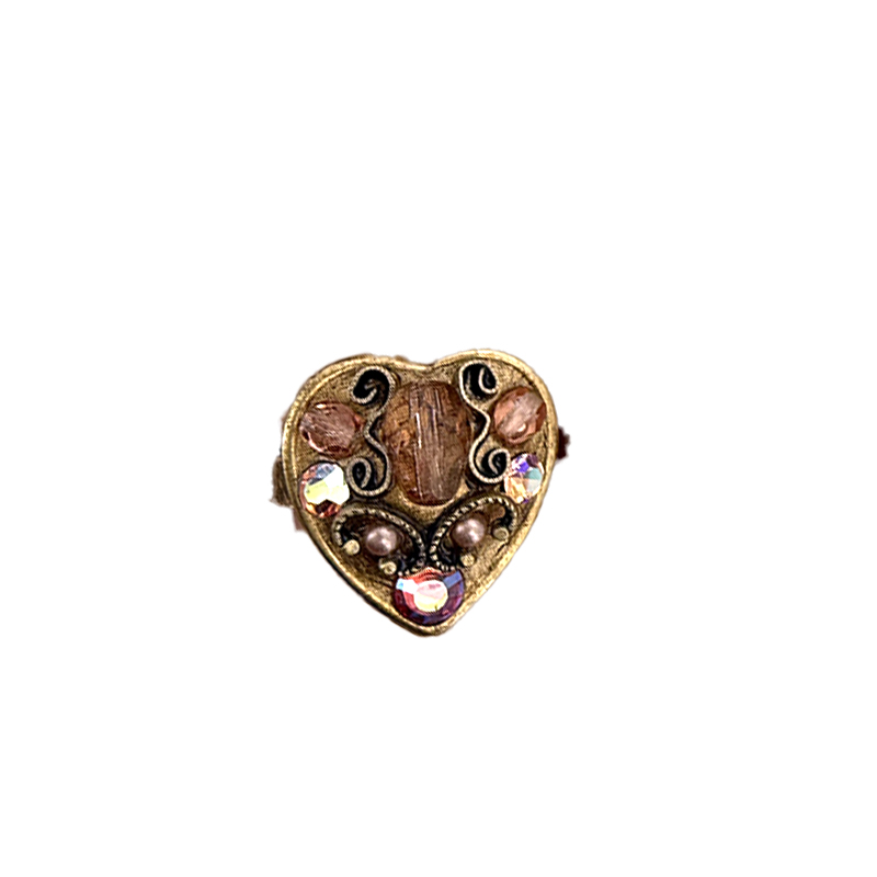 Pink Crystal Heart Ring