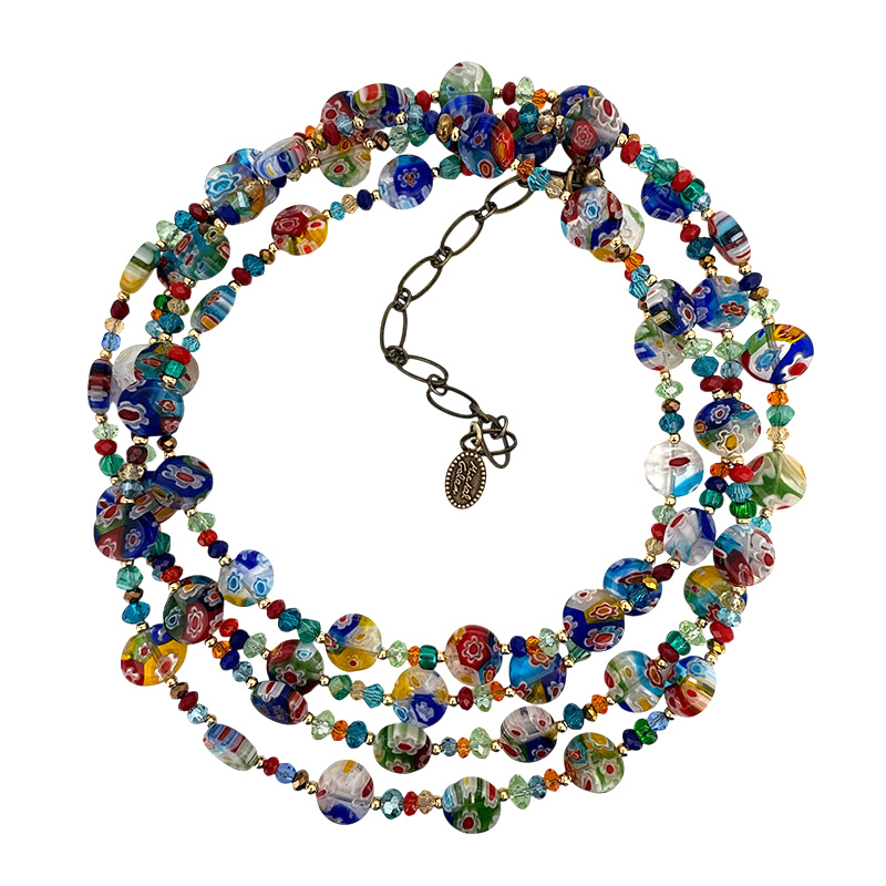 Multicolor Millefiori Beaded Necklace