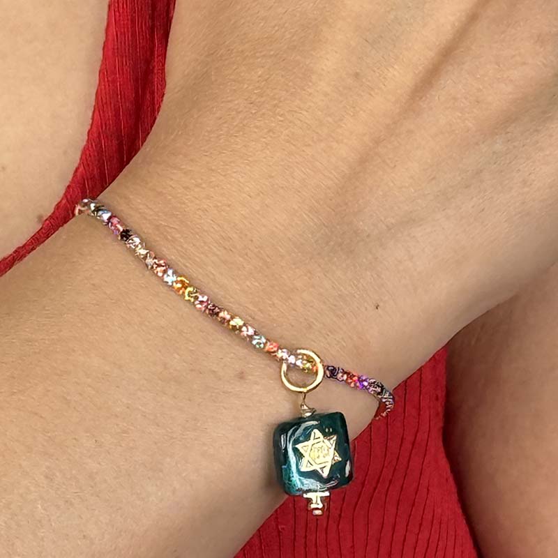 Multicolor Star of David Beaded Bracelet