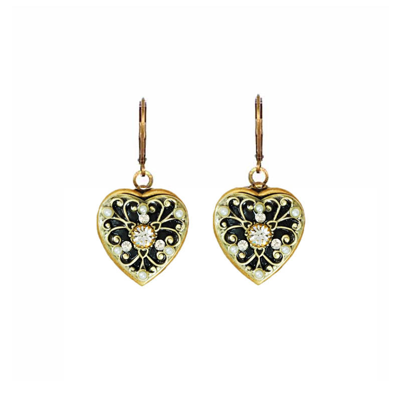 Art Deco Heart Earrings