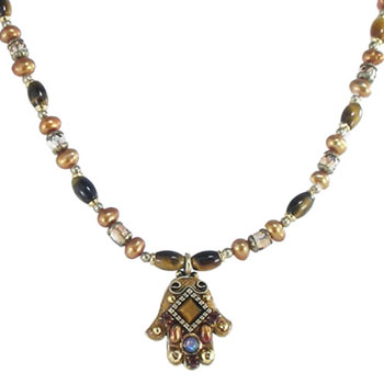 Tiger's Eye Small Hamsa Necklace