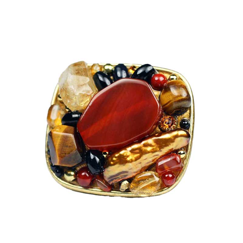 Lave Rock Square Brooch