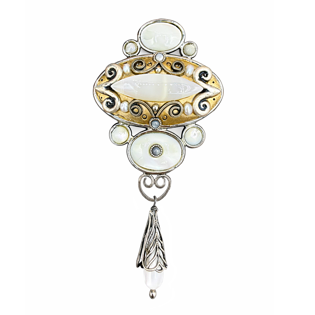 Ornate Pearl Brooch