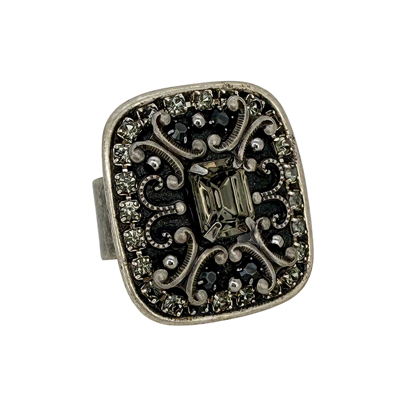 Black Diamond Large Square Ring