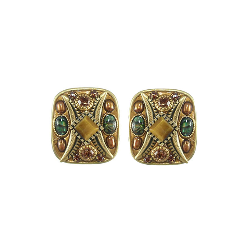 Tiger's Eye Square Earrings