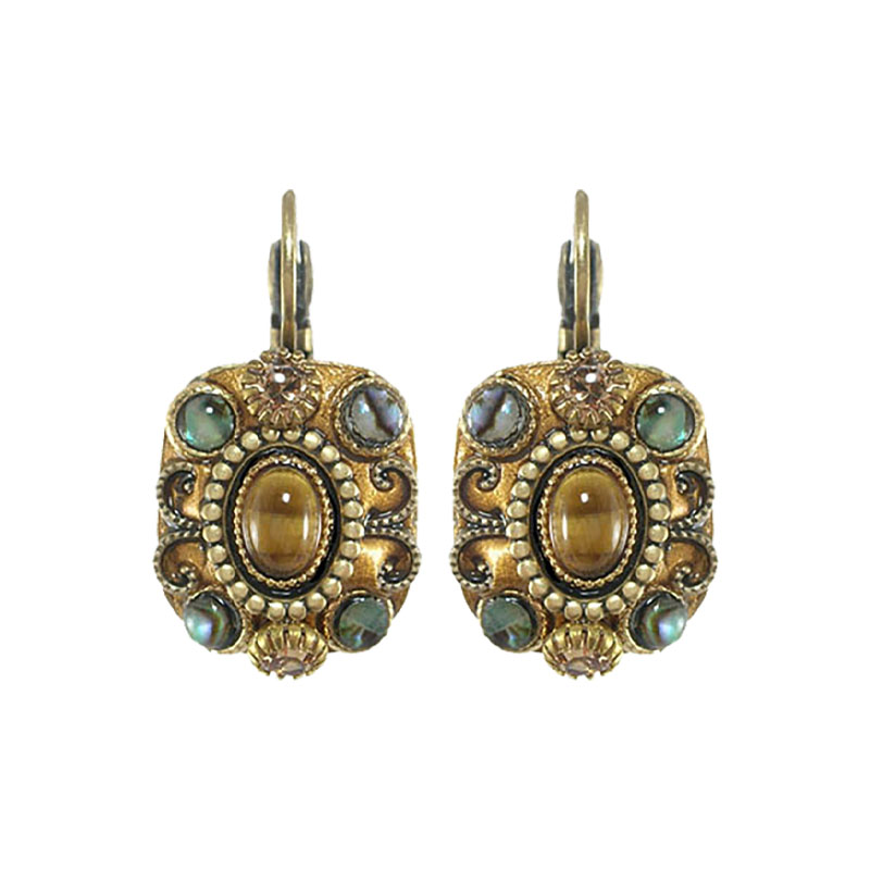 Tiger's Eye Rectangle Earrings
