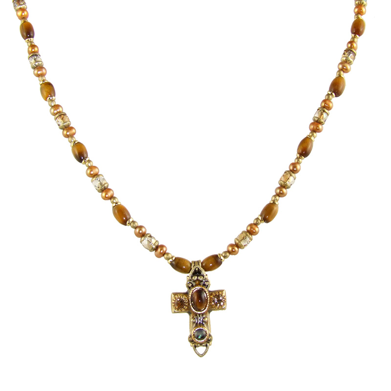 Tiger's Eye Cross Necklace