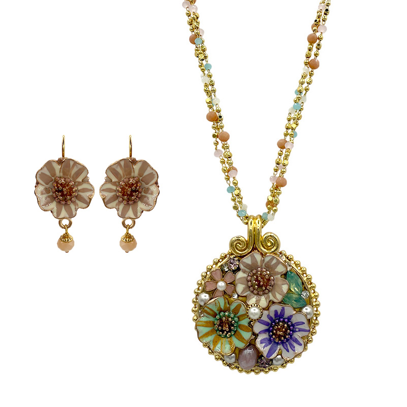 Spring Floral Necklace & Earrings Set