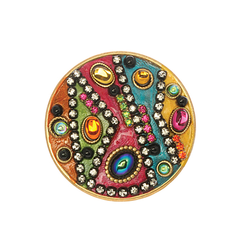 Multicolor Mosaic Circle Brooch