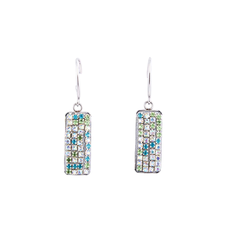 Silver Crystal Mosaic Bar Earrings