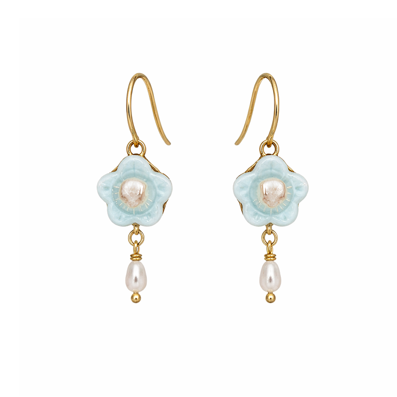 Delicate Blue Flower Earrings