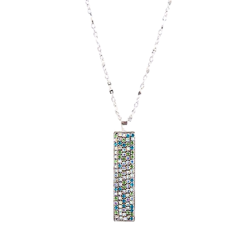 Silver Mosaic Bar Necklace