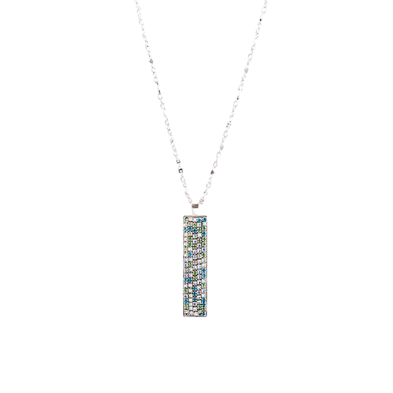 Silver Mosaic Bar Necklace
