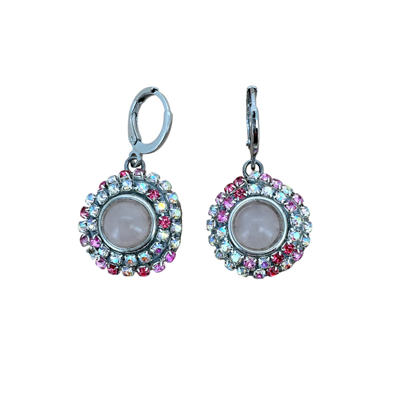 Rose Quartz Round Earrings