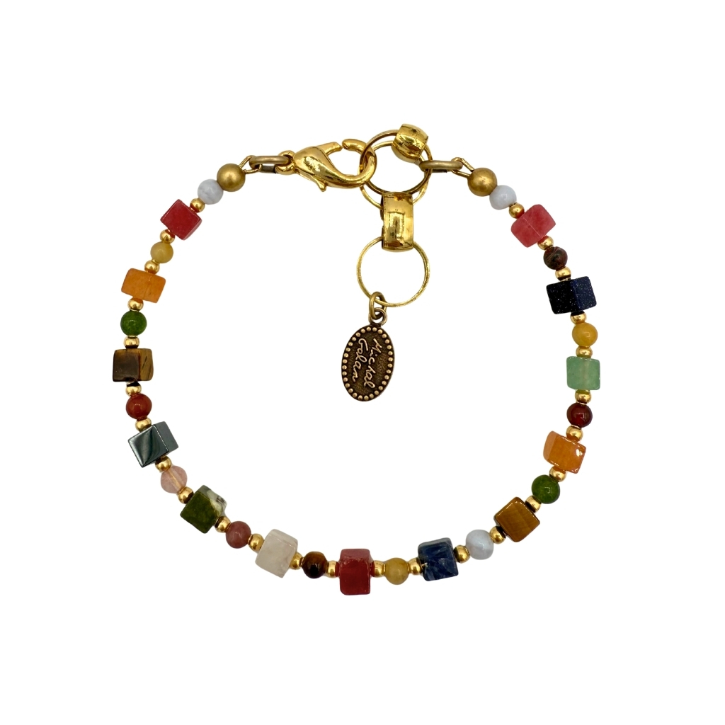 Rustic Gemstone Beaded Chain Bracelet