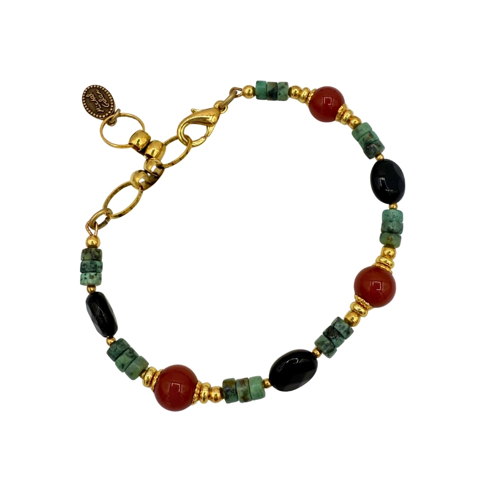 Rustic Gemstone Chunky Beaded Bracelet