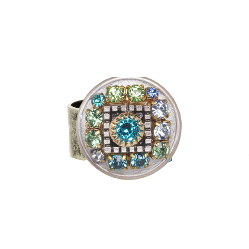 Blue Mosaic Circle Ring
