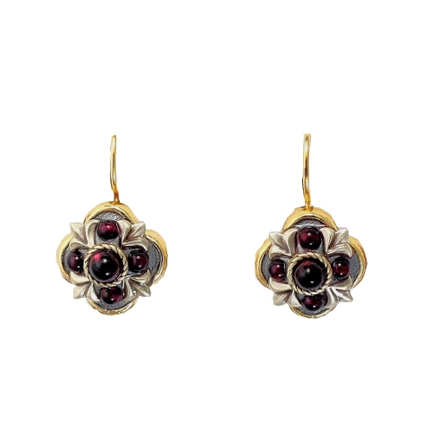 Tiny Garnet Flower Earrings