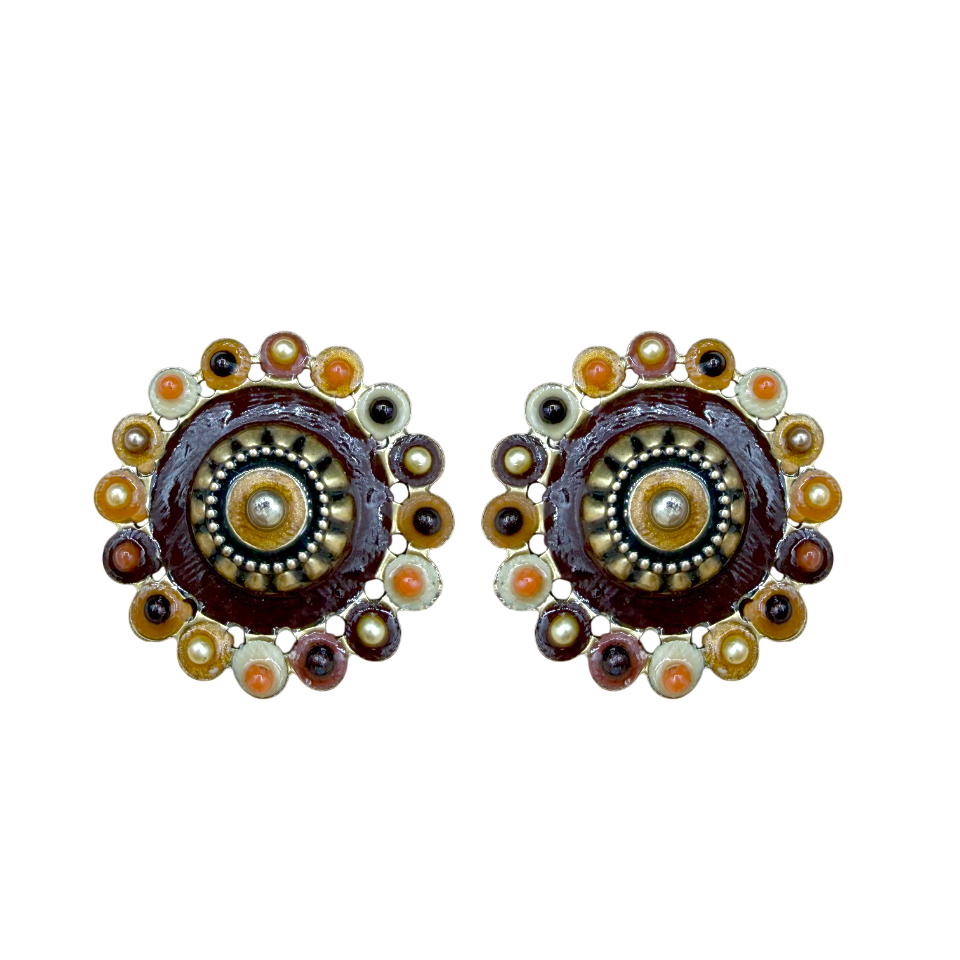 Rustic Pinwheel Clip Earrings