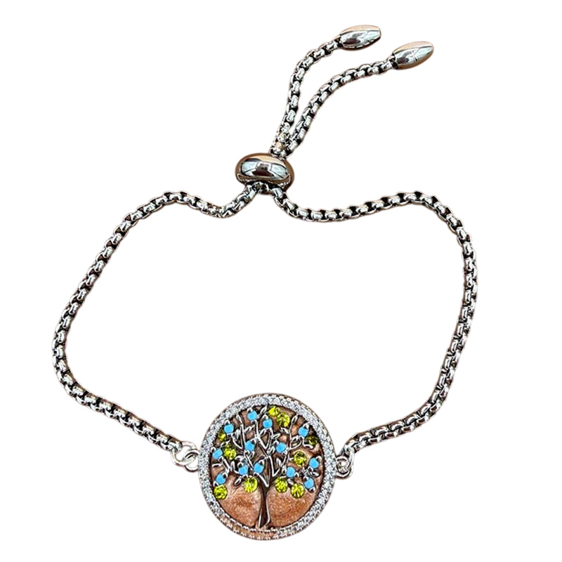 Silver Tree of Life Circle Bracelet