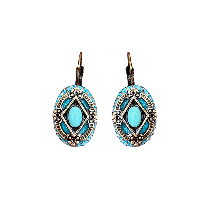Bright Turquoise Oval Earrings