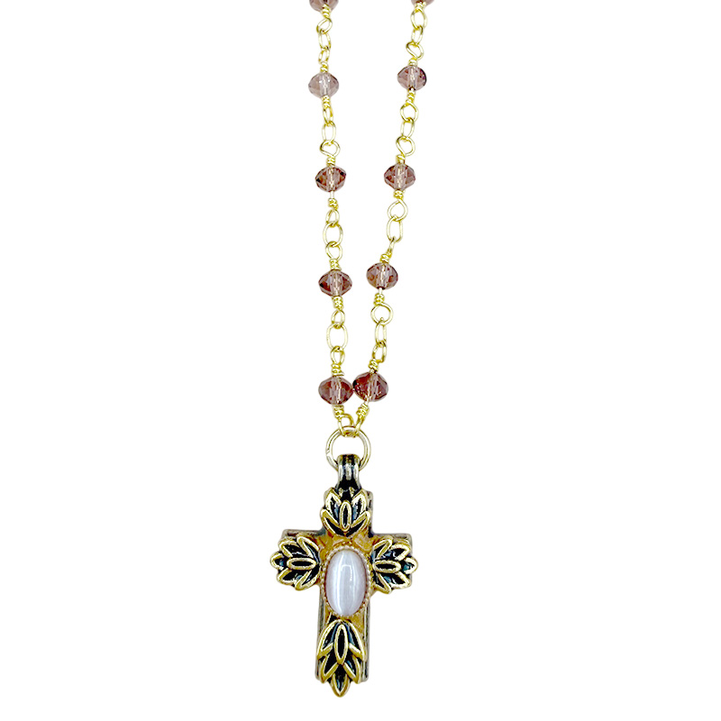 Opalescent Gold Cross Necklace