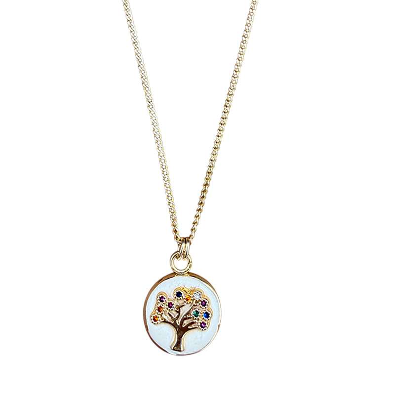 White Tree of Life Circle Necklace