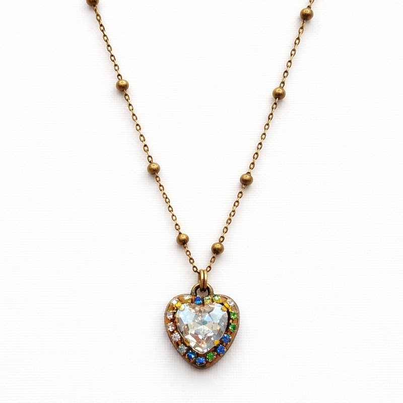 Simple Clear Crystal Heart Necklace