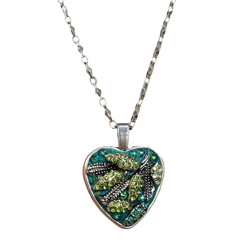 Large Green Crystal Heart Necklace