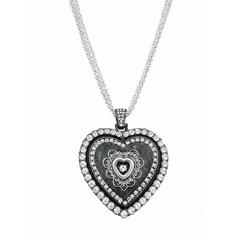 Double Sided Crystal Heart Necklace