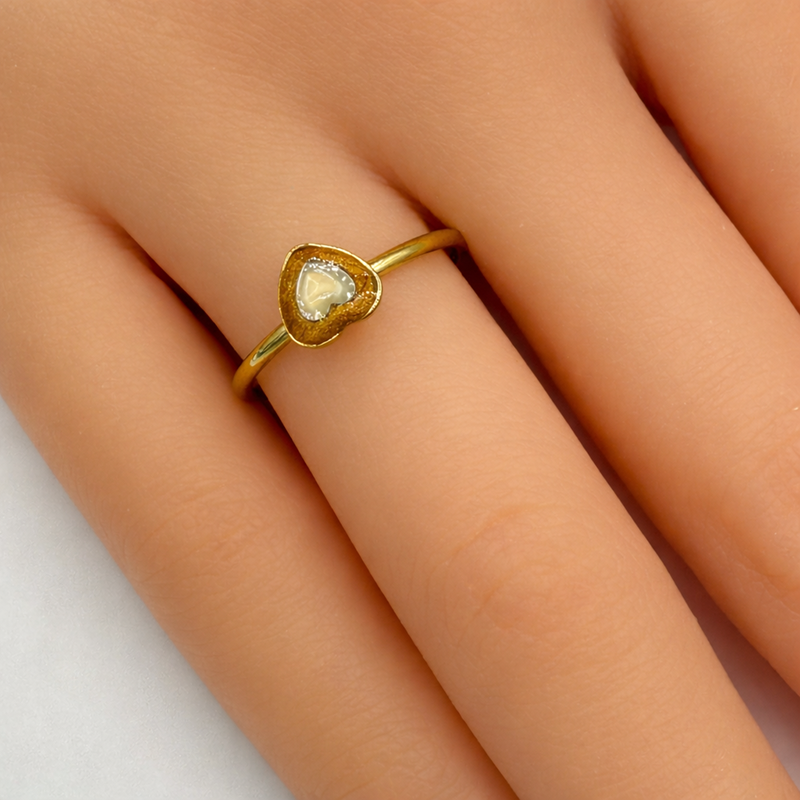 Tiny Gold Crystal Heart Ring