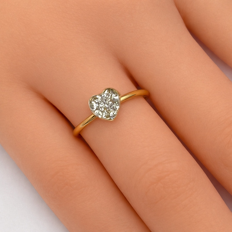 Tiny Clear Crystal Heart Ring