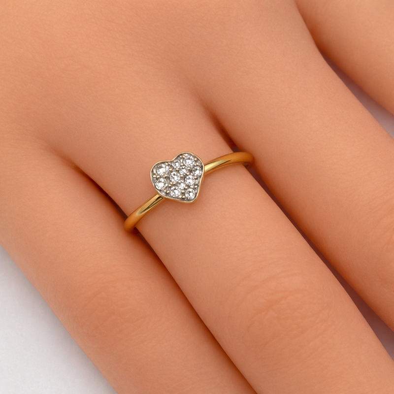 Tiny Clear Crystal Heart Ring