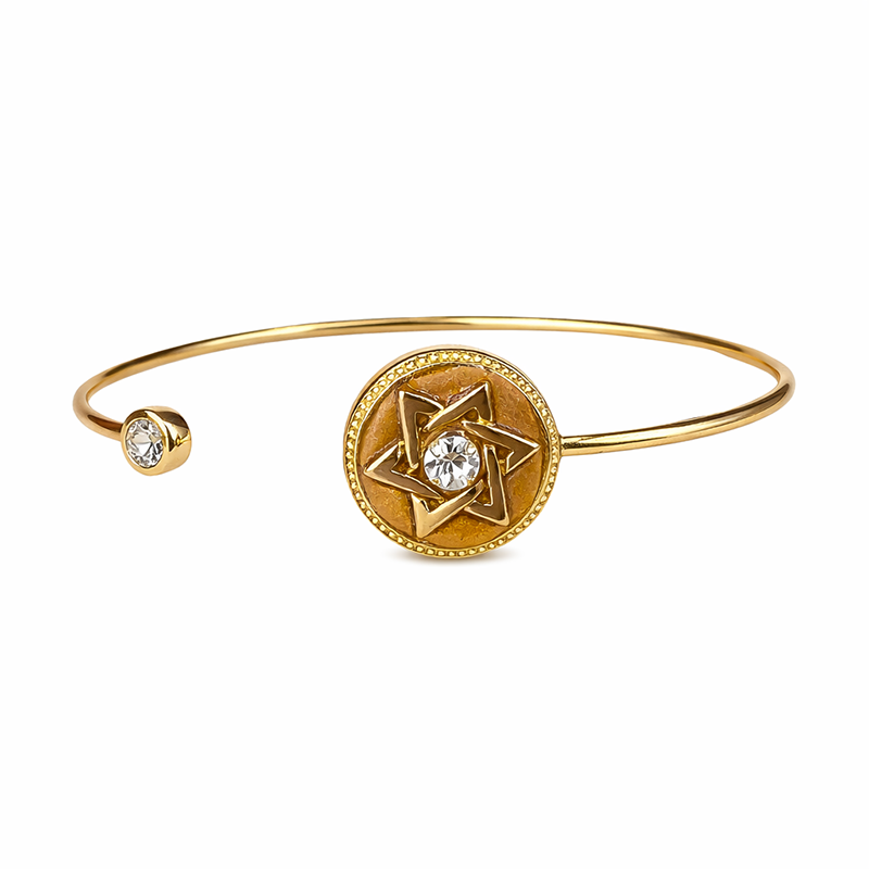 Gold Star of David Bangle Bracelet