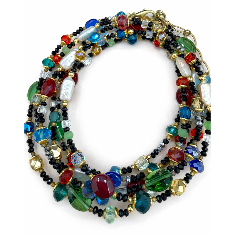 Long Multi Gemstone Layered Necklace