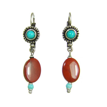 Turquoise & Jasper Drop Earrings