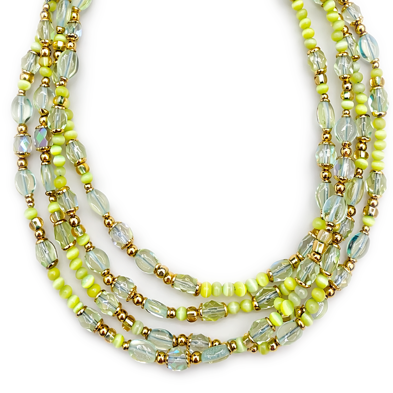 Lime & Yellow Glass Beaded Necklace